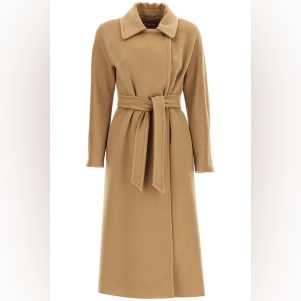 Max Mara Studio Cielo Size 46 Double-Breasted Belted Coat